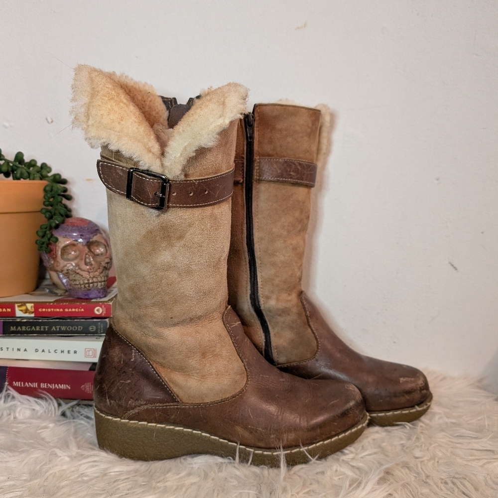 Vintage Sheepskin Shearling Leather Suede Boots - Maxine Canada